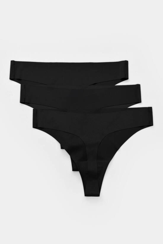 Blanca seamless thong with lace back triple pack