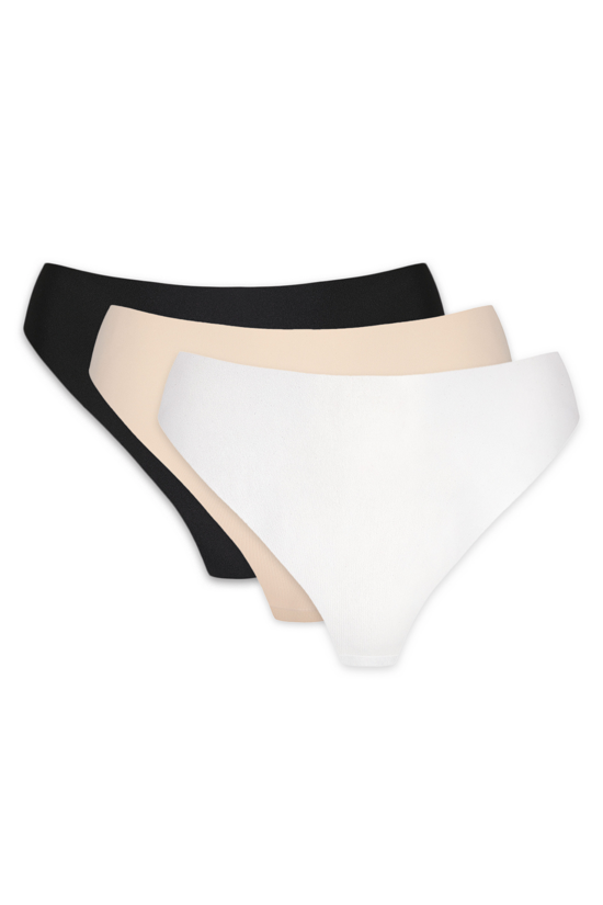 Blanca seamless thong with lace back triple pack