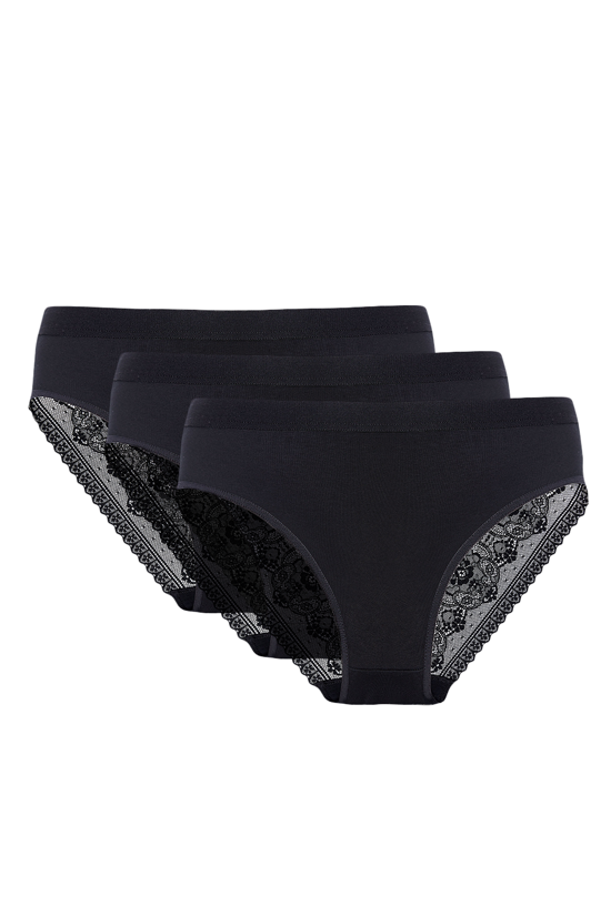 Estera cotton panty with lace back triple pack