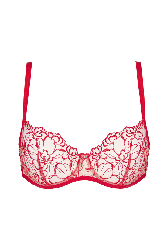 Mistress embroidered soft bra red