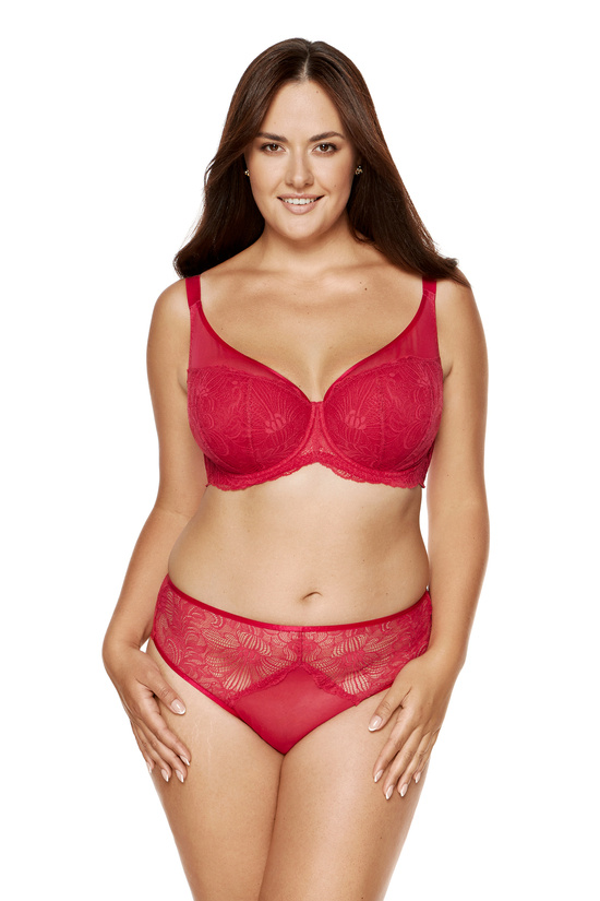 Rouge floral lace padded bra red