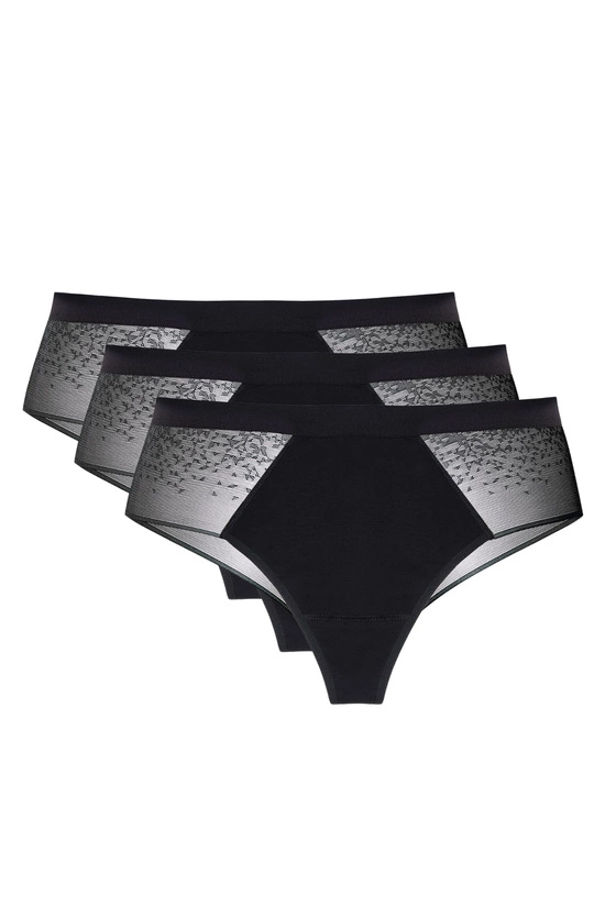 Hela cotton thong with lace back triple pack