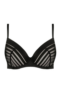 Luna striped lace push-up bra black