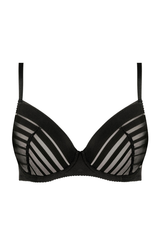 Luna striped lace push-up bra black