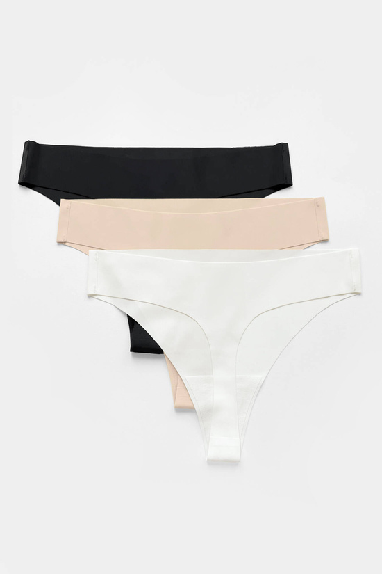 Blanca seamless thong with lace back triple pack