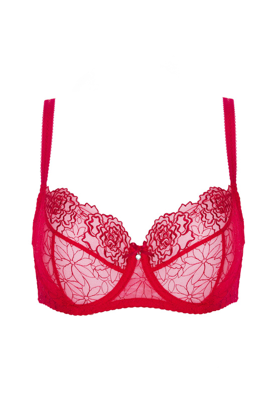 Pamela embroidered soft bra carmine