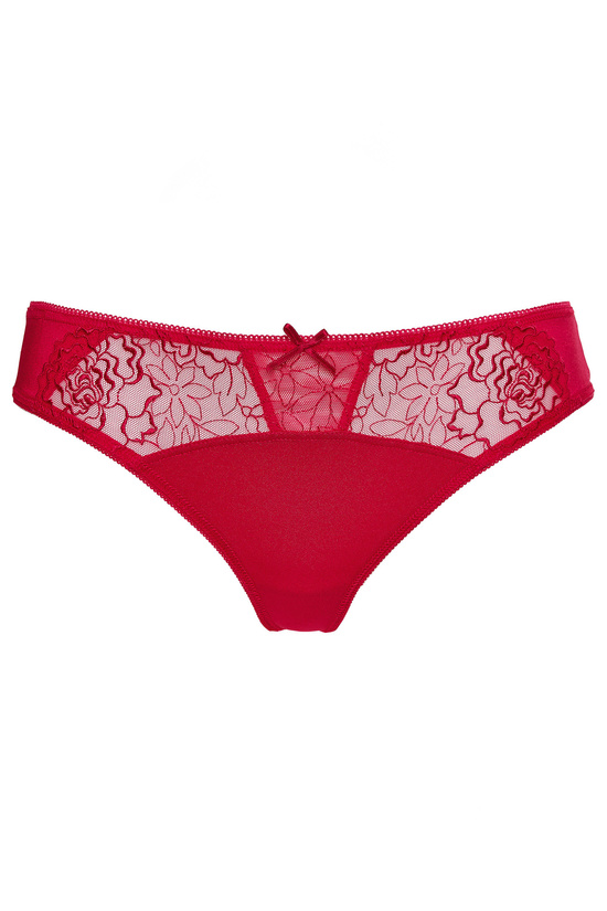 Pamela embroidered thong carmine