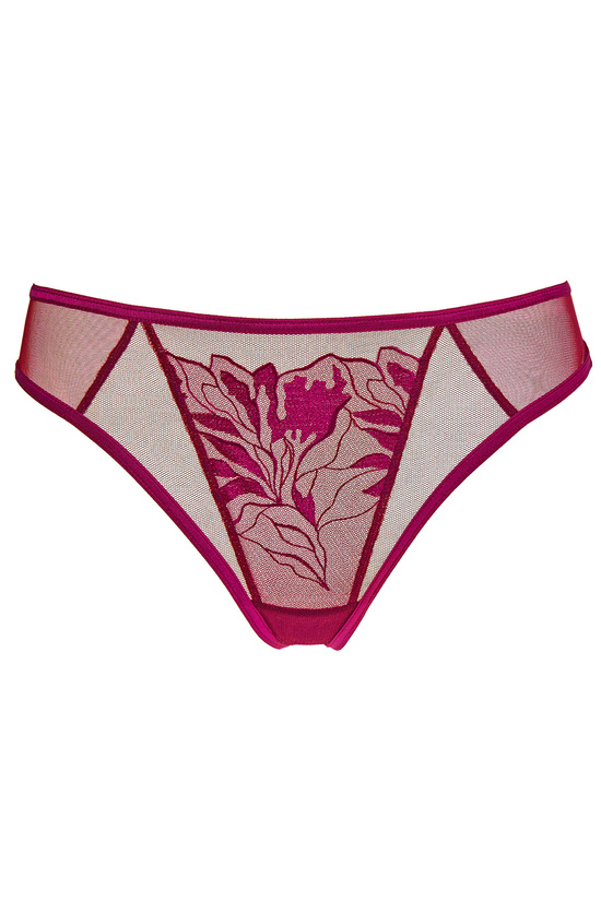 Coco embroidered thong dark red