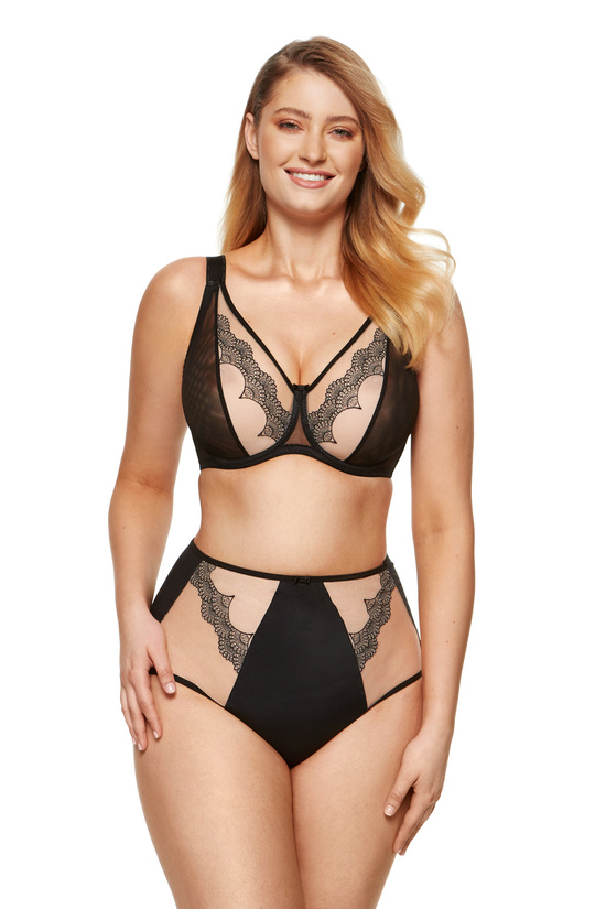 Heidi embroidered soft bra black