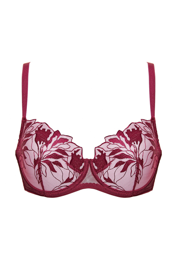 Coco embroidered soft bra dark red