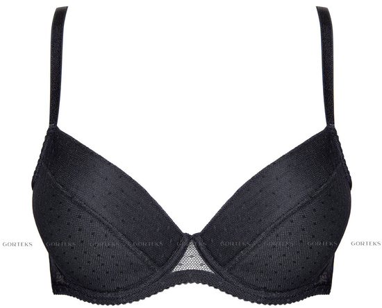 Black polka dot lace push-up bra