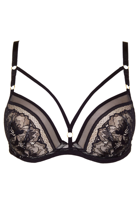 Gwen plunge push-up bra with decorative straps