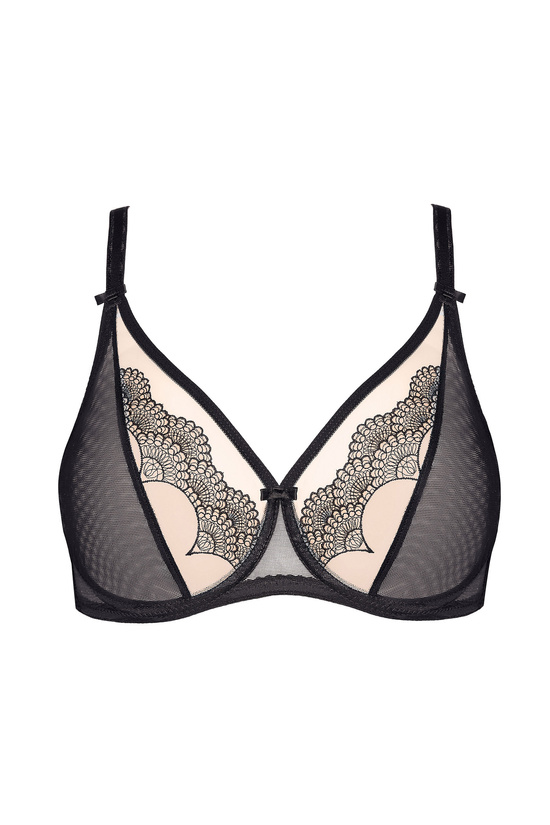 Heidi embroidered soft bra black