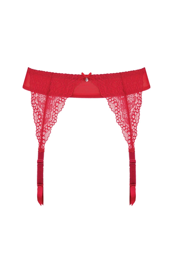 Scarlet lace garter belt red