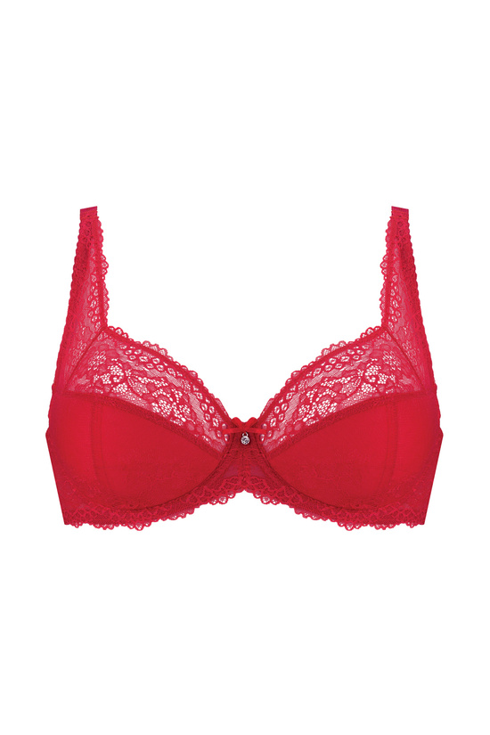 Scarlet lace half padded bra red